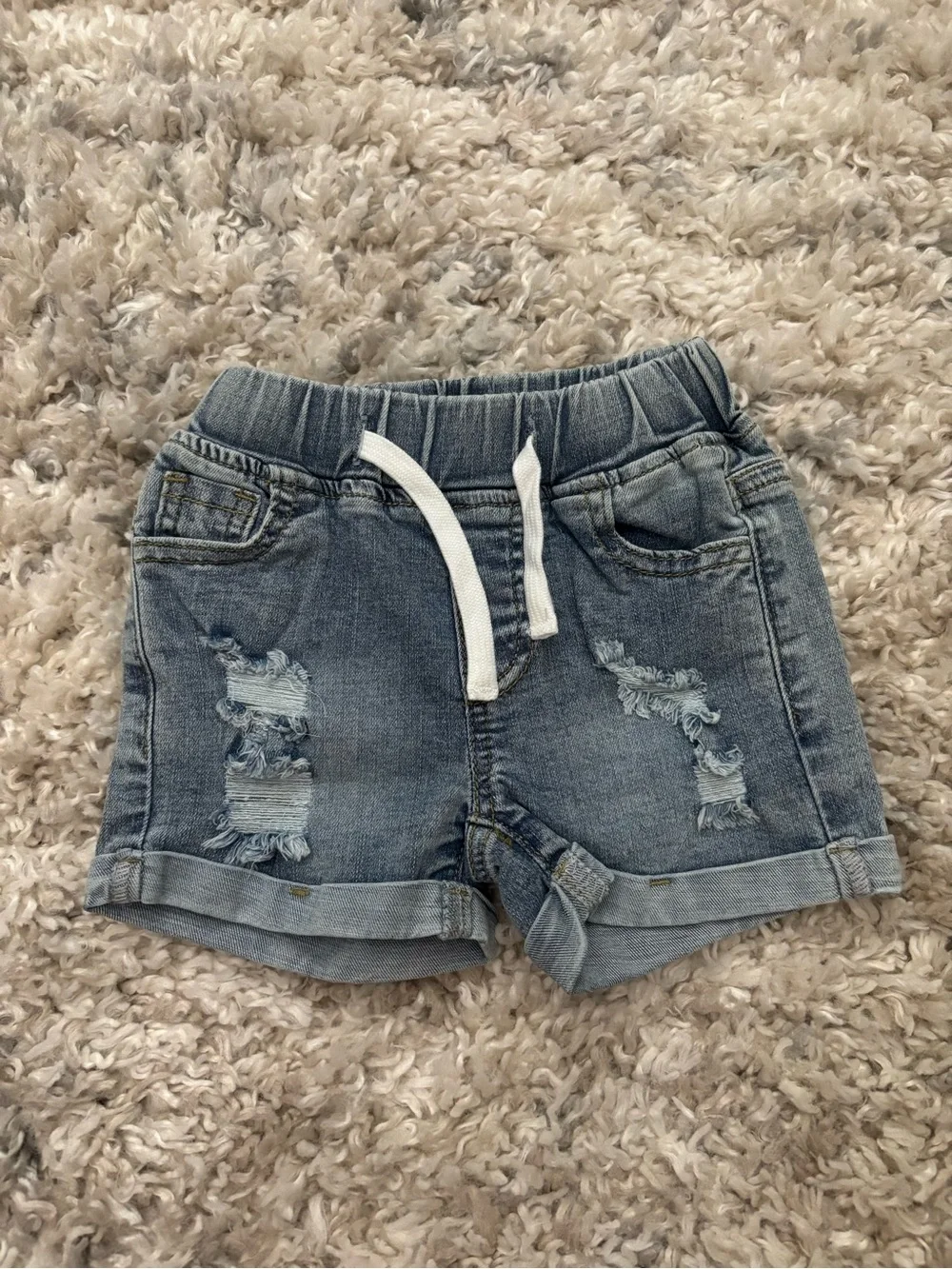 NWT Little Bipsy Two-Pack Distressed Denim Shorts in Light Blue & Black